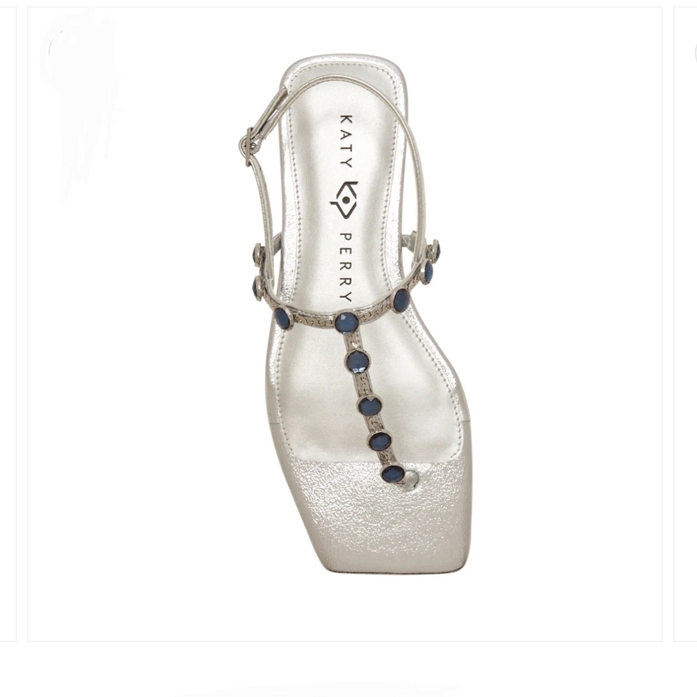 Katy Perry Collections Silver Sandal with Blue Gem Accents - Picture 4 of 8